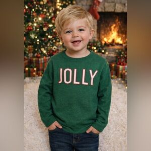 New w tags! Green "JOLLY" Kids Holiday Sweater